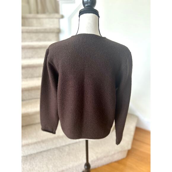 Pendleton Vintage 90s Brown Wool Embroidered Swirl Cardigan - Picture 4 of 6